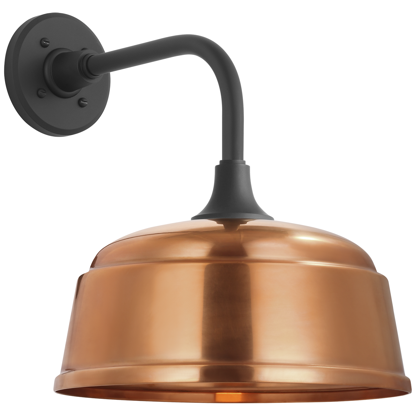 Academy 11" Rex Barn Light | Matte Black | 12.5 | 12.5" Soft Copper Rockhouse Shade