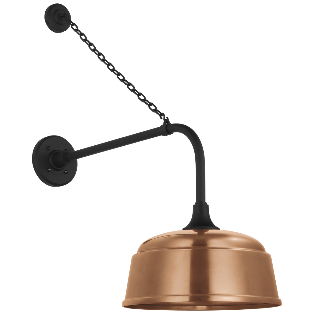 Academy 20" Anchored Rex Barn Light | Matte Black | 12.5 | 12.5" Soft Copper Rockhouse Shade