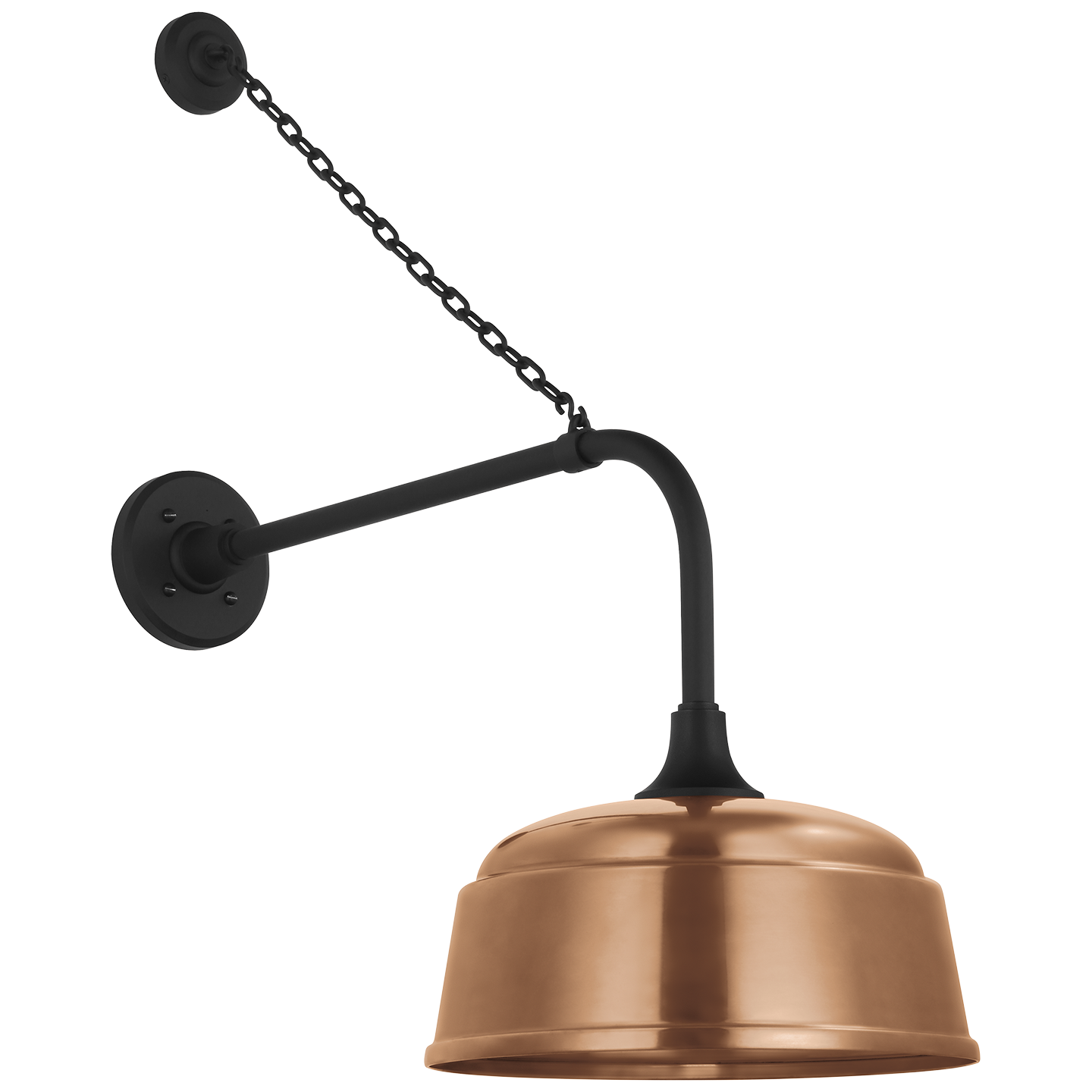 Academy 20" Anchored Rex Barn Light | Matte Black | 12.5 | 12.5" Soft Copper Rockhouse Shade