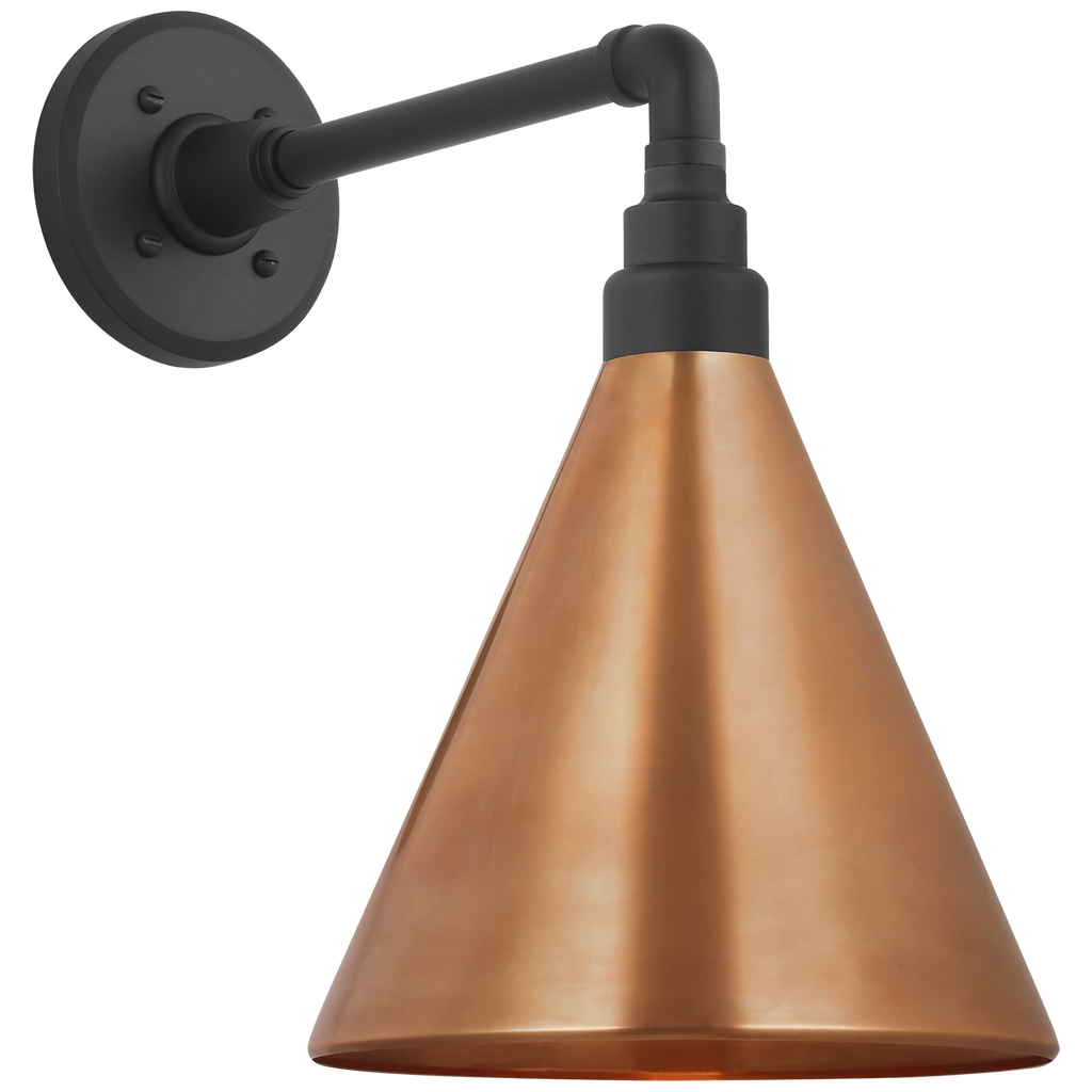 Academy 11" Mack Barn Light | Matte Black | 9 | 9" Soft Copper Conical Savannah Shade