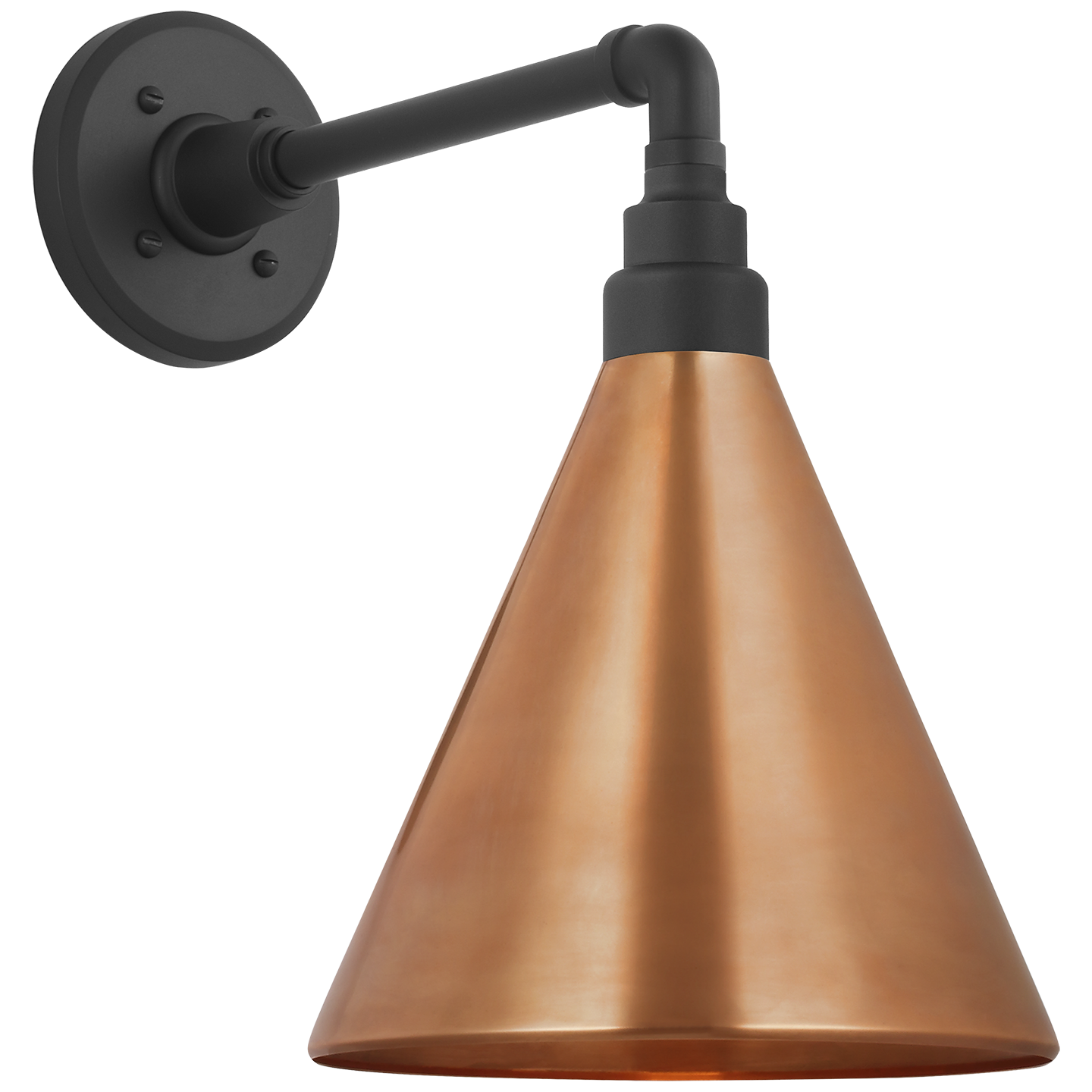 Academy 11" Mack Barn Light | Matte Black | 9 | 9" Soft Copper Conical Savannah Shade
