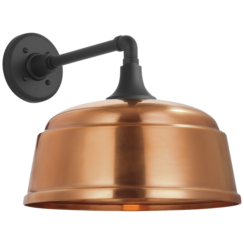 Academy 11" Mack Barn Light | Matte Black | 12.5 | 12.5" Soft Copper Rockhouse Shade