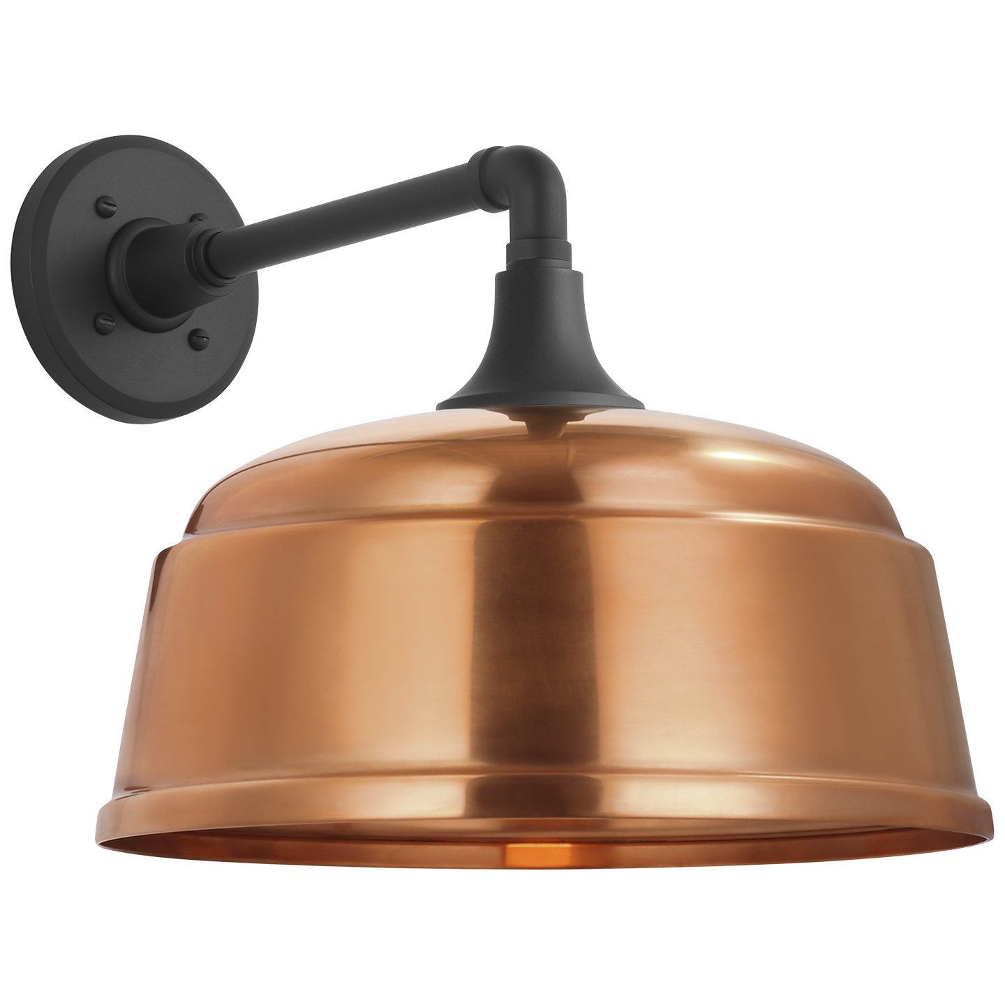 Academy 11" Mack Barn Light | Matte Black | 12.5 | 12.5" Soft Copper Rockhouse Shade