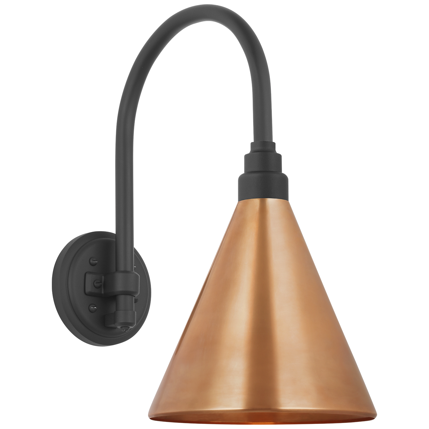 Academy 11" Arched Mack Barn Light | Matte Black | 9 | 9" Soft Copper Conical Savannah Shade