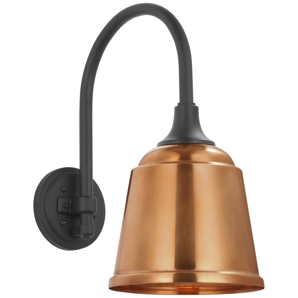 Academy 11" Arched Mack Barn Light | Matte Black | 8 | 8" Soft Copper Rockhouse Shade