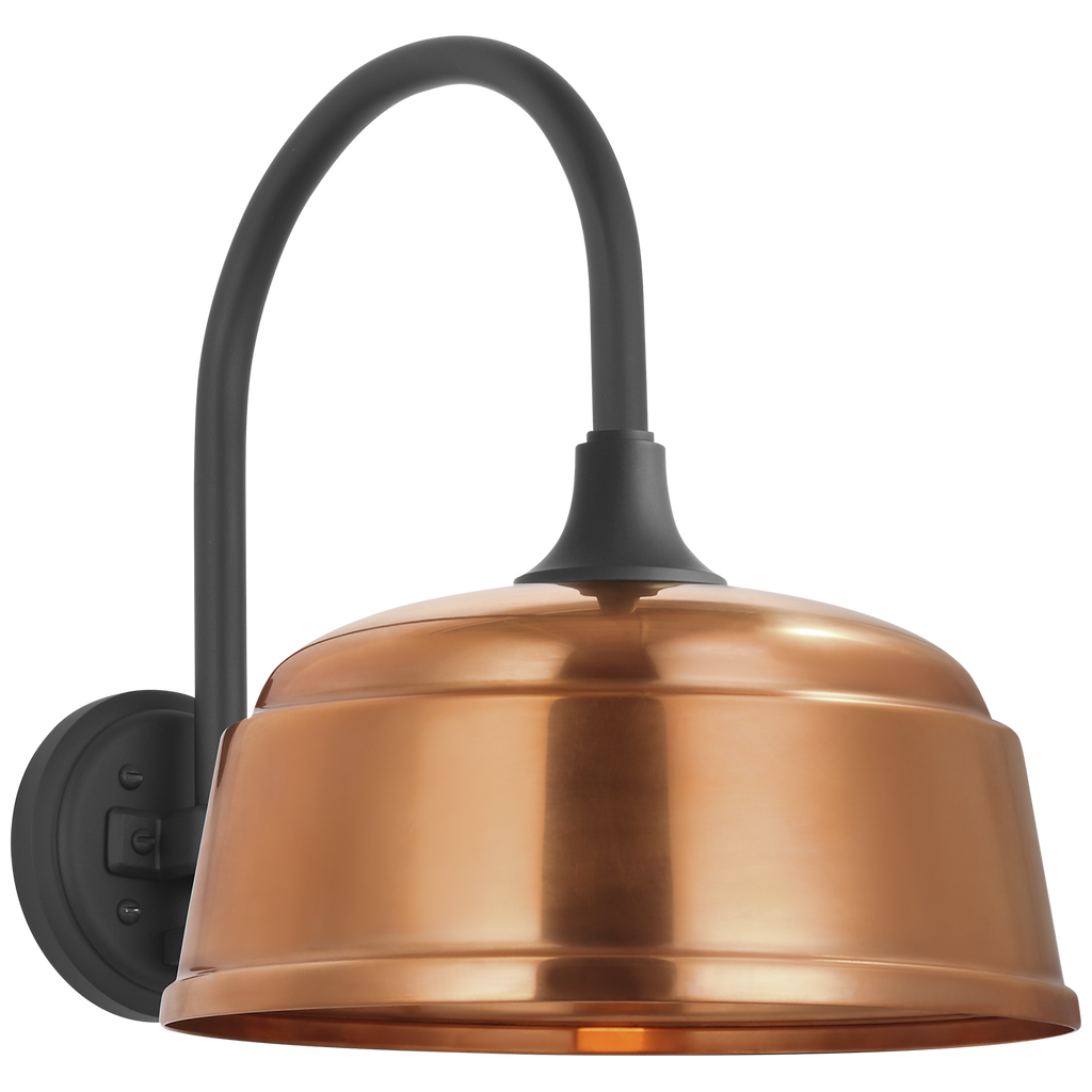 Academy 11" Arched Mack Barn Light | Matte Black | 12.5 | 12.5" Soft Copper Rockhouse Shade