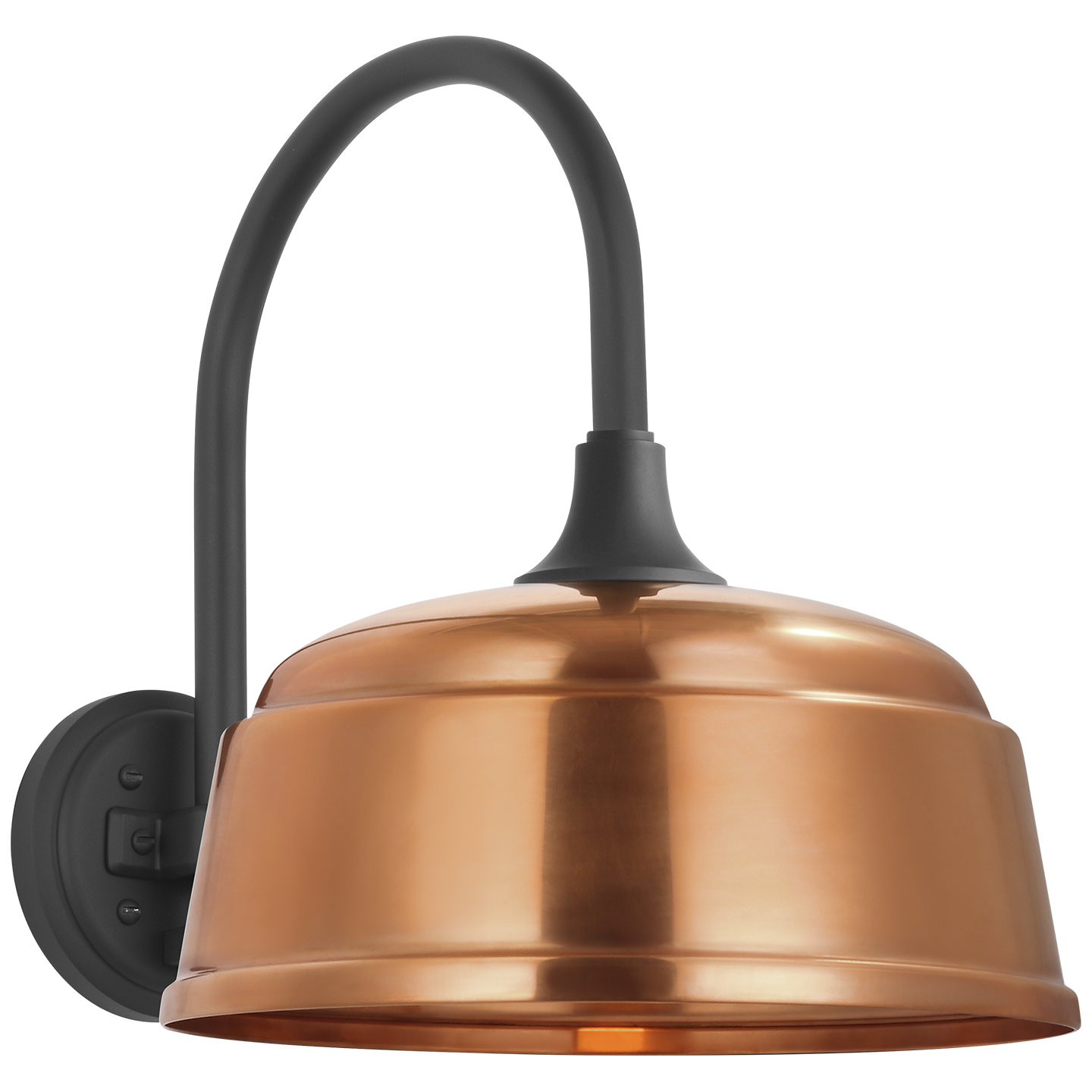 Academy 11" Arched Mack Barn Light | Matte Black | 12.5 | 12.5" Soft Copper Rockhouse Shade