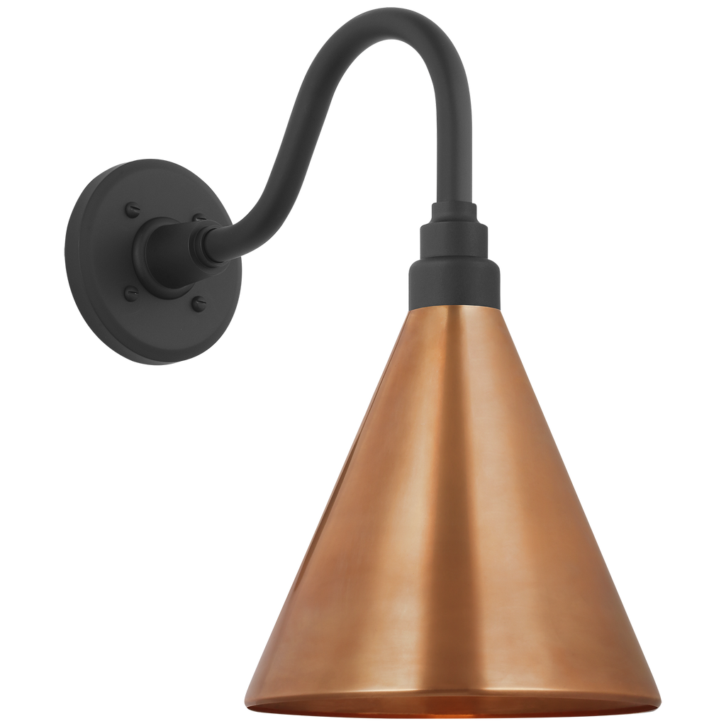 Academy 11" Flynn Barn Light | Matte Black | 9 | 9" Soft Copper Conical Savannah Shade