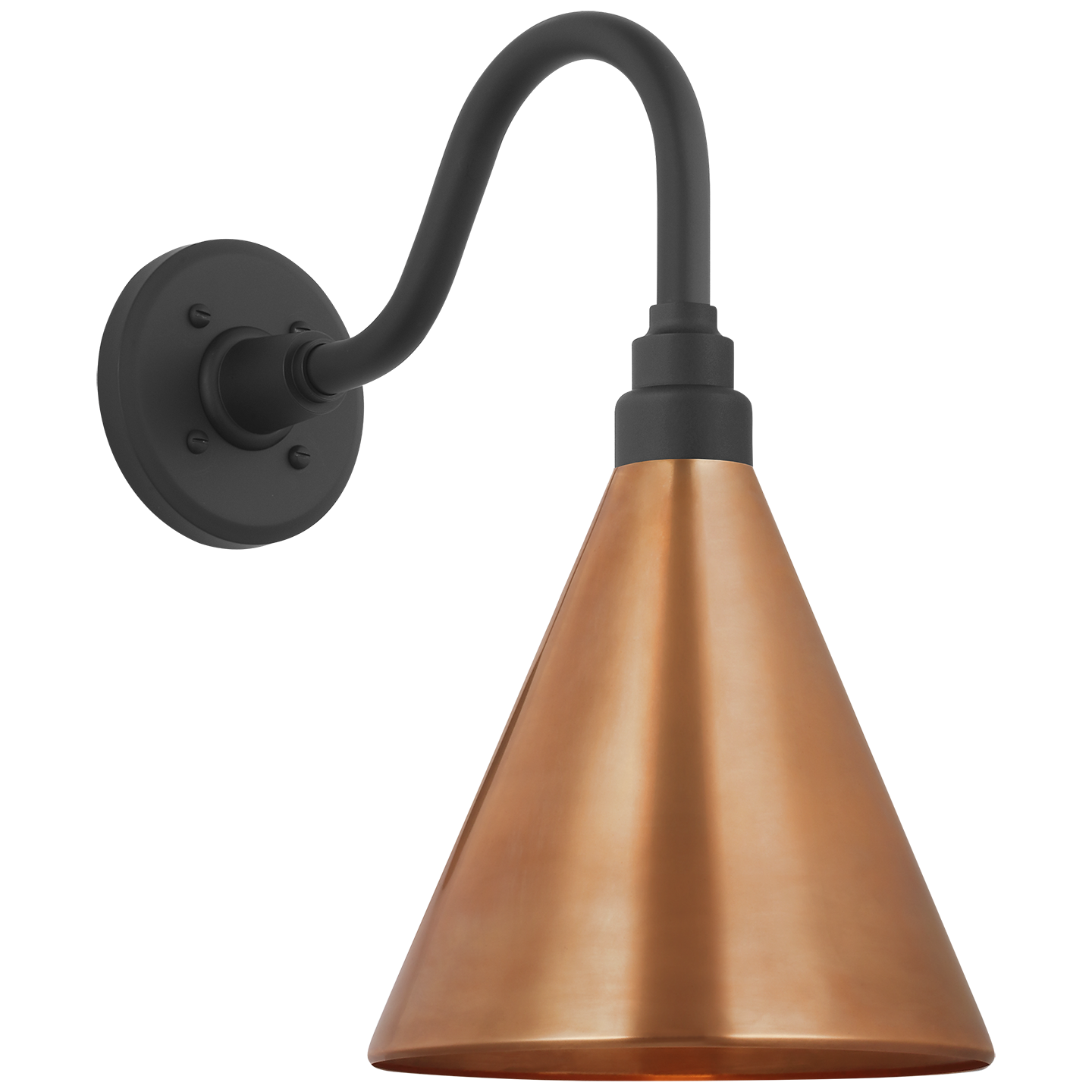 Academy 11" Flynn Barn Light | Matte Black | 9 | 9" Soft Copper Conical Savannah Shade