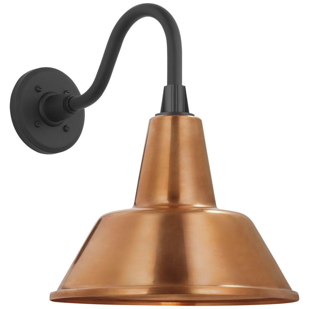 Academy 11" Flynn Barn Light | Matte Black | 12.5 | 12.5" Soft Copper Bowers Shade