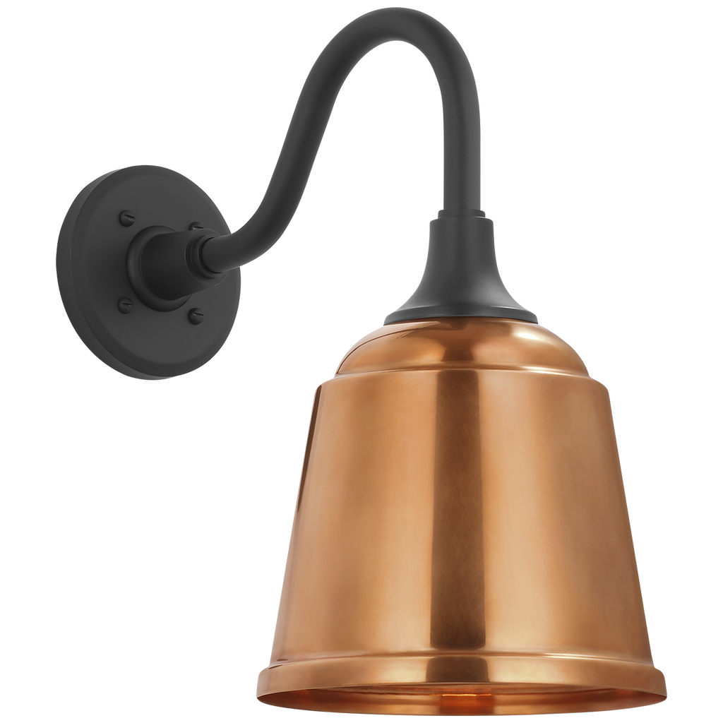 Academy 11" Flynn Barn Light | Matte Black | 8 | 8" Soft Copper Rockhouse Shade