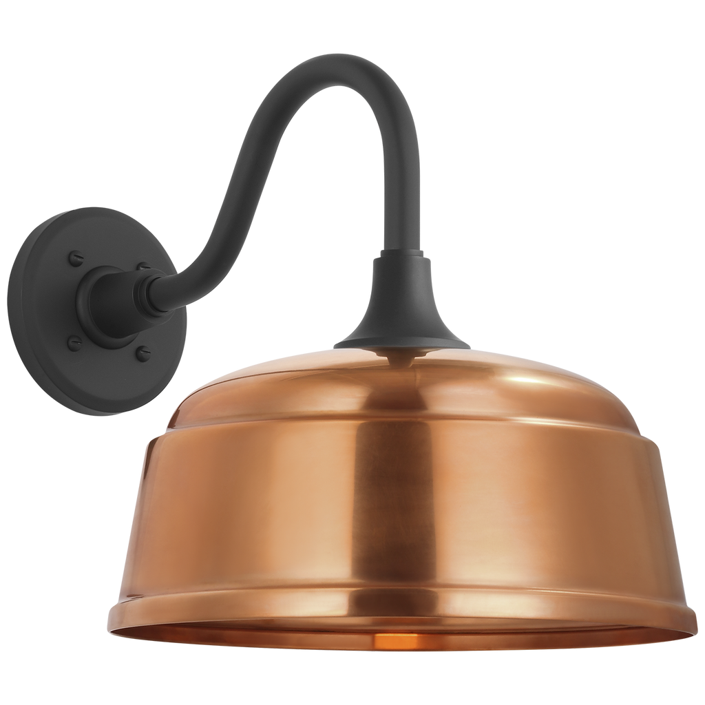 Academy 11" Flynn Barn Light | Matte Black | 12.5 | 12.5" Soft Copper Rockhouse Shade