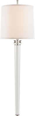 Lyra Large Tail Sconce | Polished Nickel and Crystal | Linen Shade
