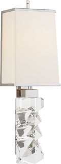 Argentino Large Sconce | Crystal and Polished Nickel | Linen Shade | Nickel Trimmed Shade