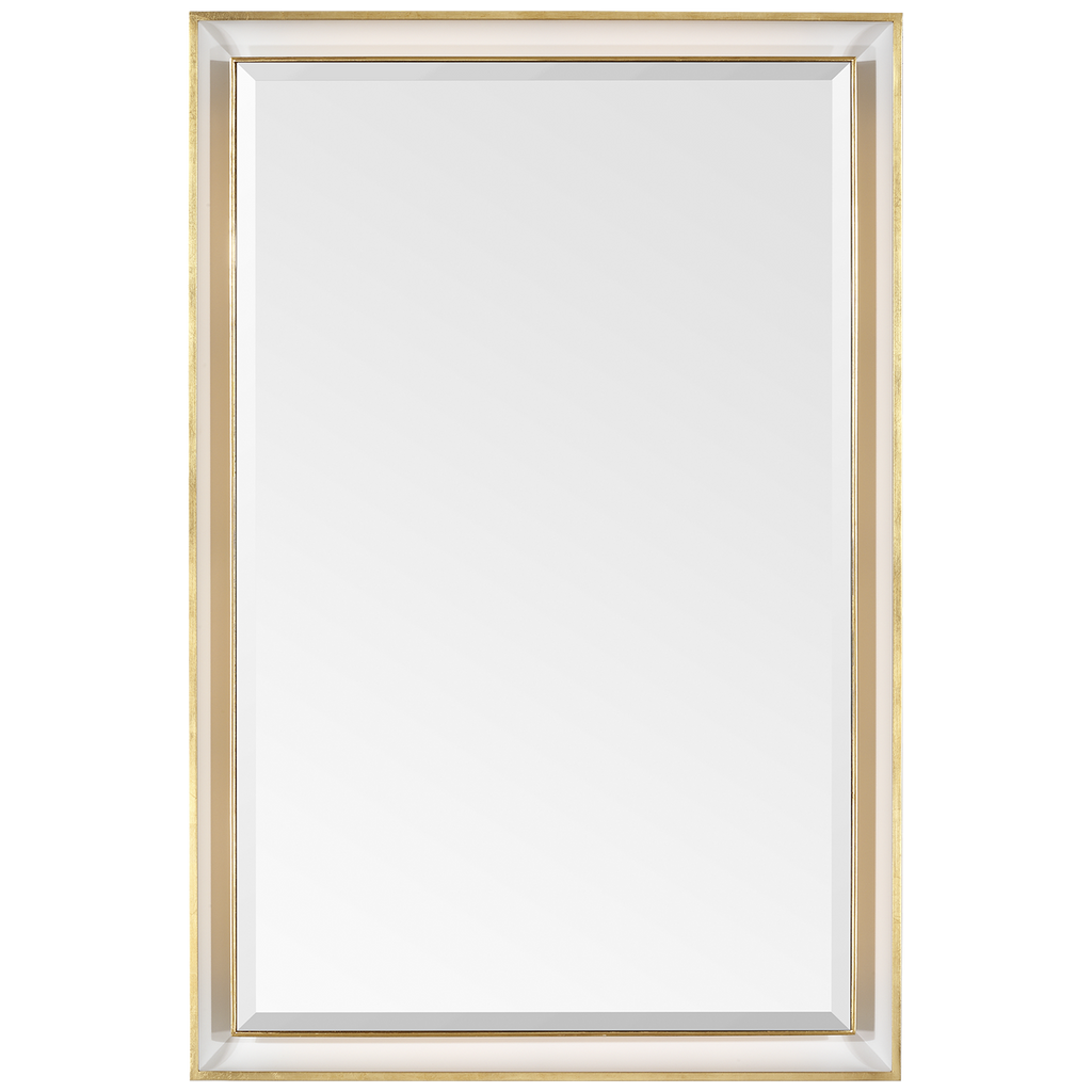 Tricia 24" Illuminated Rectangular Mirror | Polished Nickel and Gild