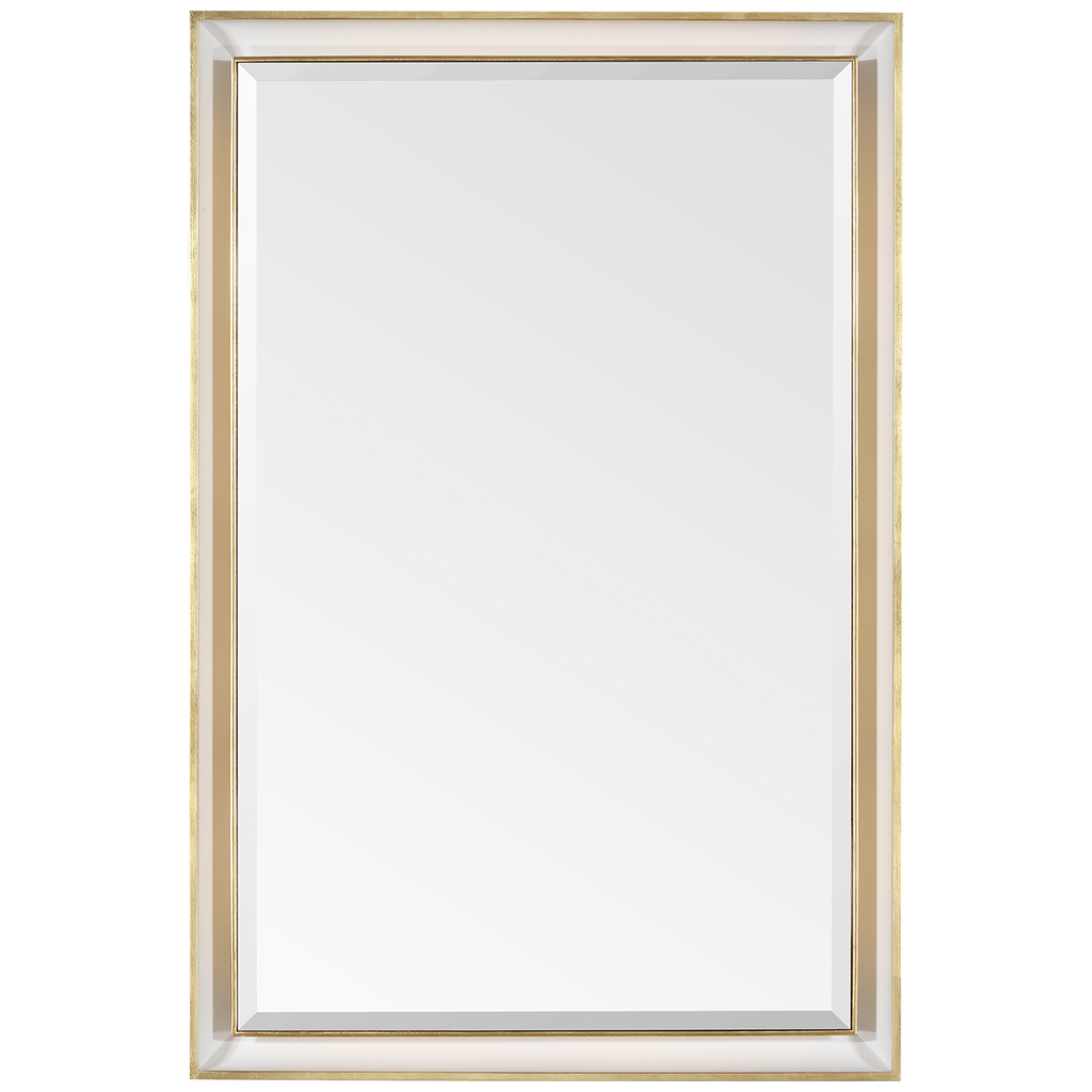 Tricia 24" Illuminated Rectangular Mirror | Matte White and Gild