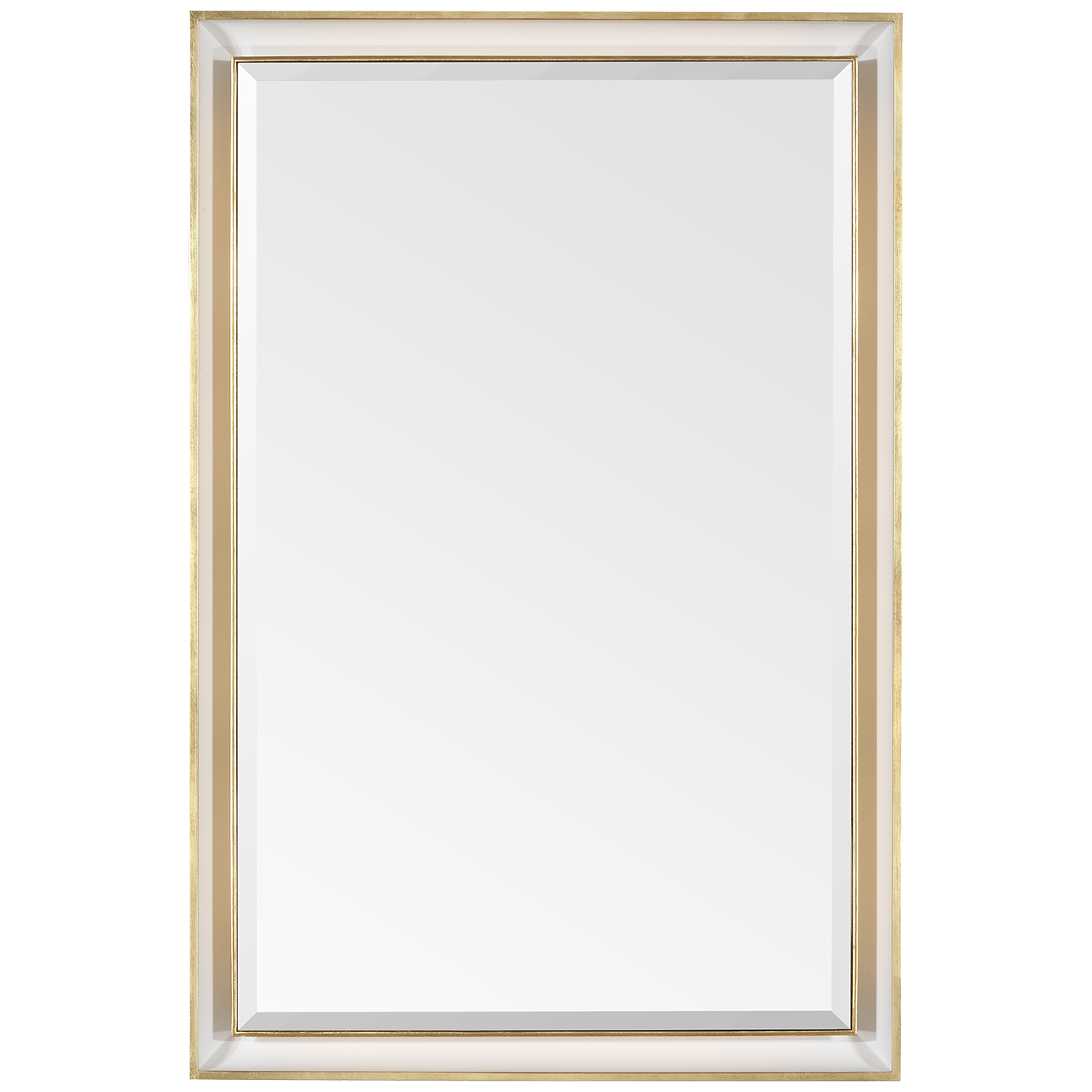 Tricia 24" Illuminated Rectangular Mirror | Matte White and Gild