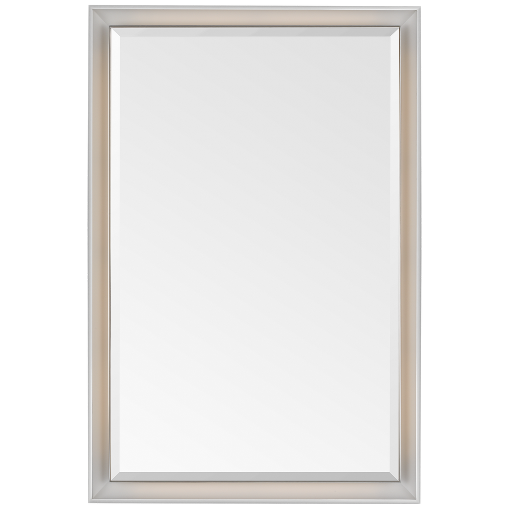 Tricia 24" Illuminated Rectangular Mirror | Matte White and Polished Nickel