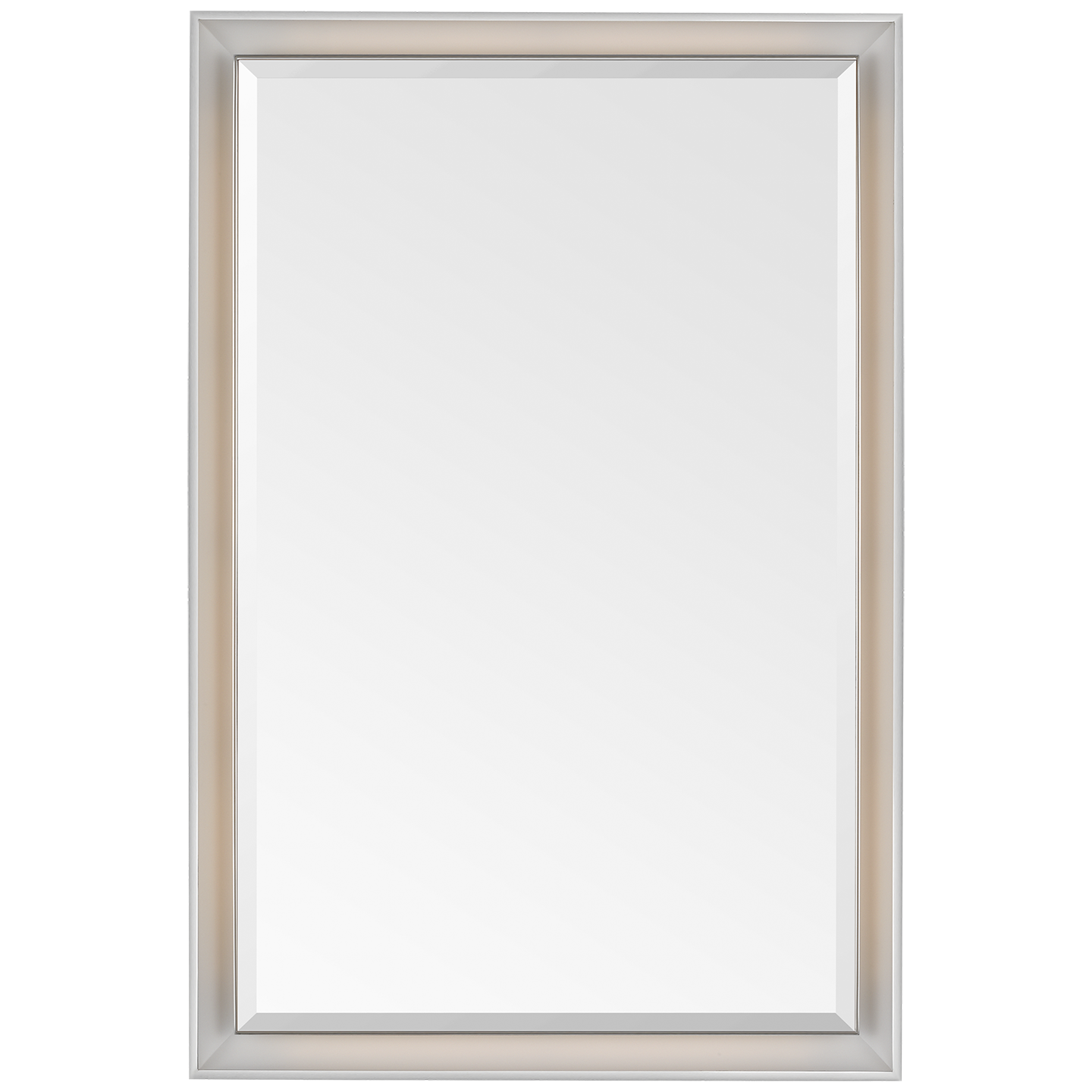 Tricia 24" Illuminated Rectangular Mirror | Matte White and Polished Nickel