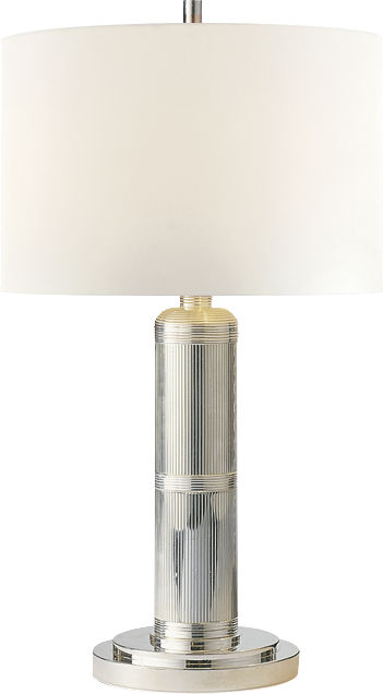 Longacre Small Table Lamp | Polished Nickel | Linen Shade