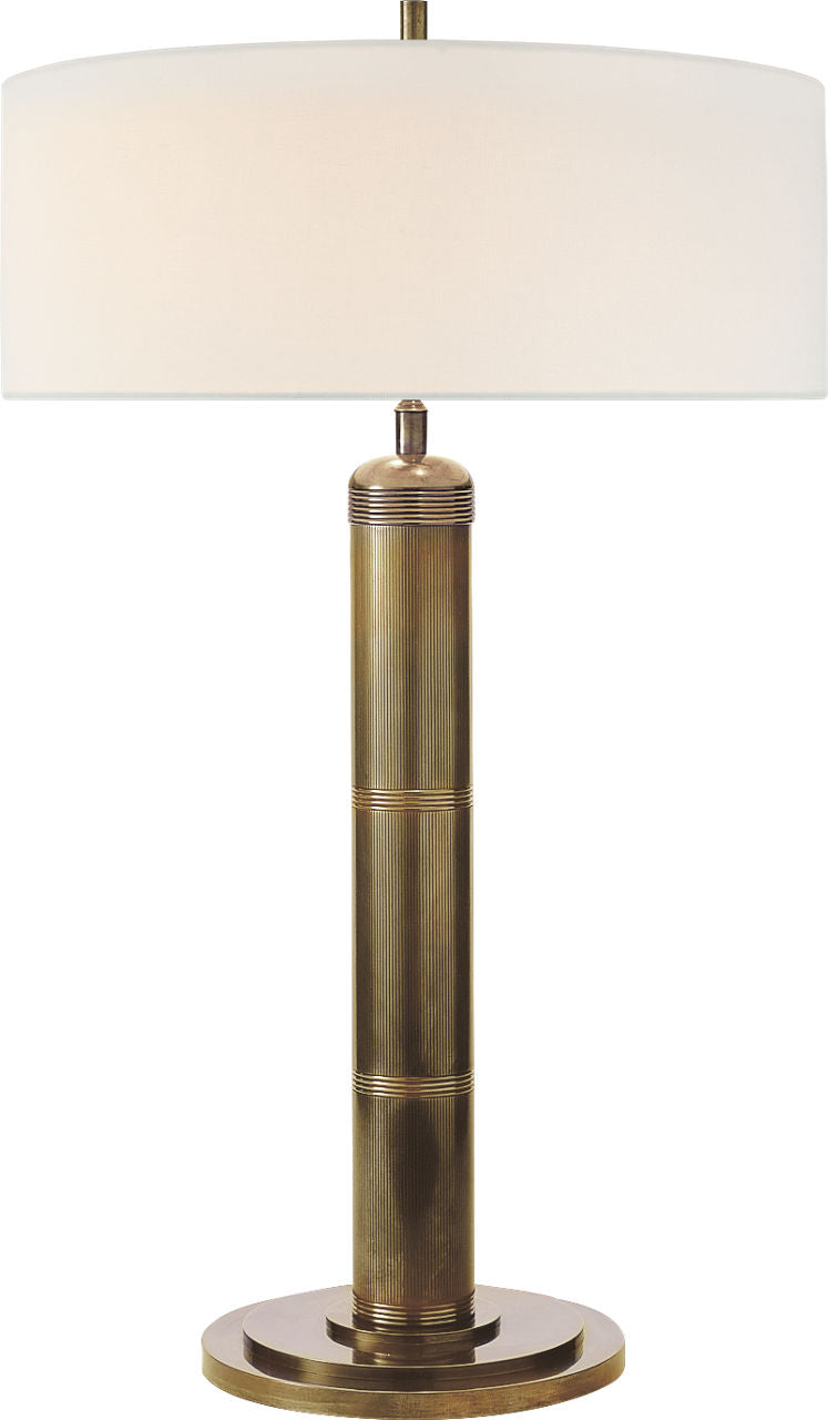Longacre Tall Table Lamp | Hand-Rubbed Antique Brass | Linen Shade