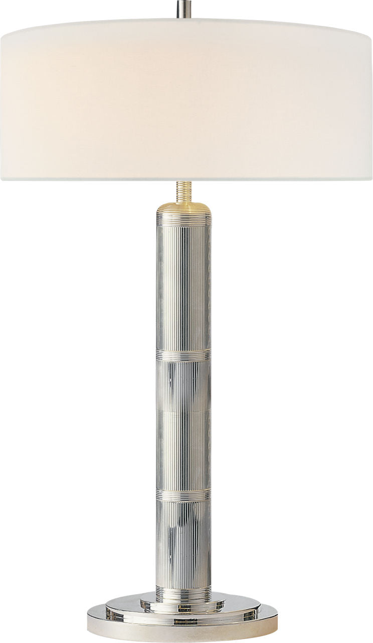 Longacre Tall Table Lamp | Polished Nickel | Linen Shade