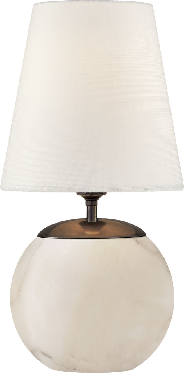Terri Round Accent Lamp | Alabaster | Linen Shade