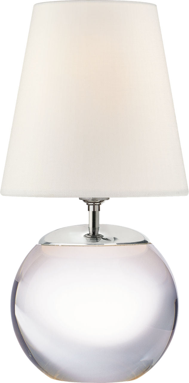 Terri Round Accent Lamp | Crystal | Linen Shade