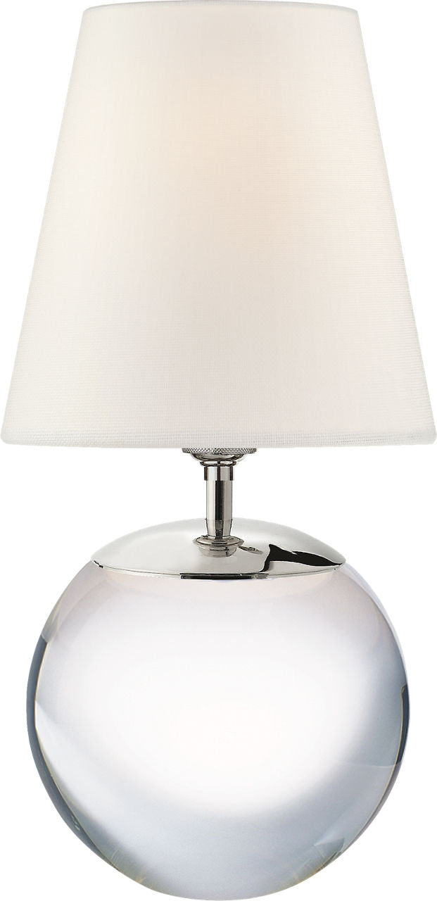 Terri Large Round Table Lamp | Crystal | Linen Shade
