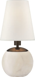 Tiny Terri Round Accent Lamp | Alabaster | Linen Shade