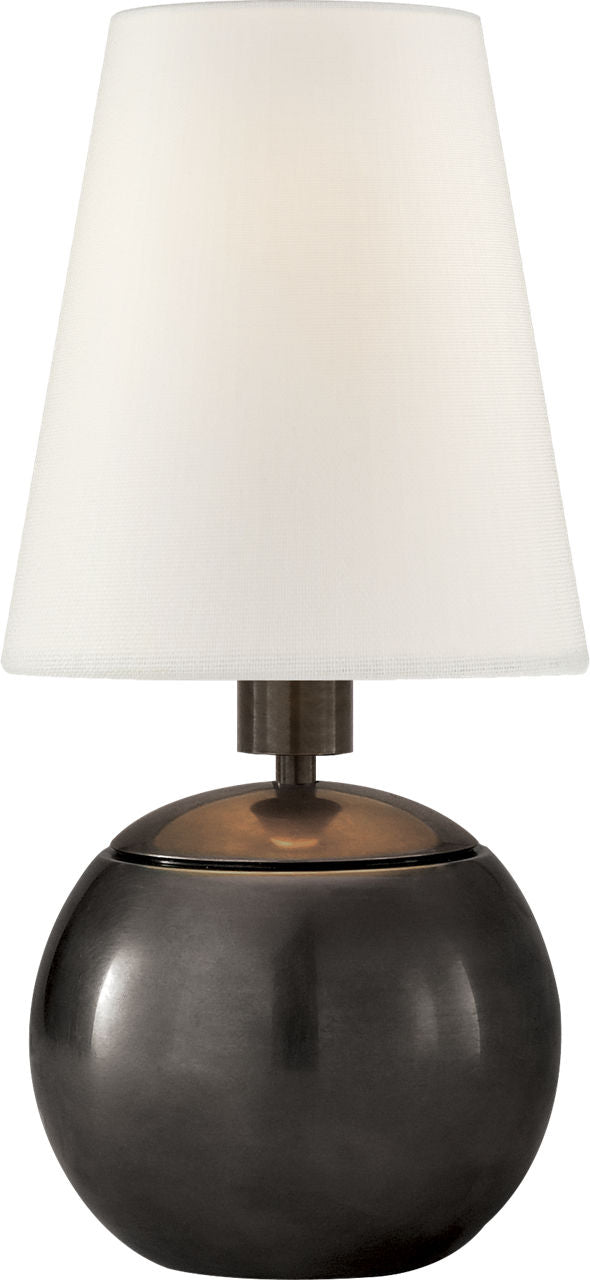 Tiny Terri Round Accent Lamp | Bronze | Linen Shade