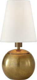 Tiny Terri Round Accent Lamp | Hand-Rubbed Antique Brass | Linen Shade