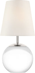 Terri 12" Cordless Accent Lamp | Crystal | Linen Shade
