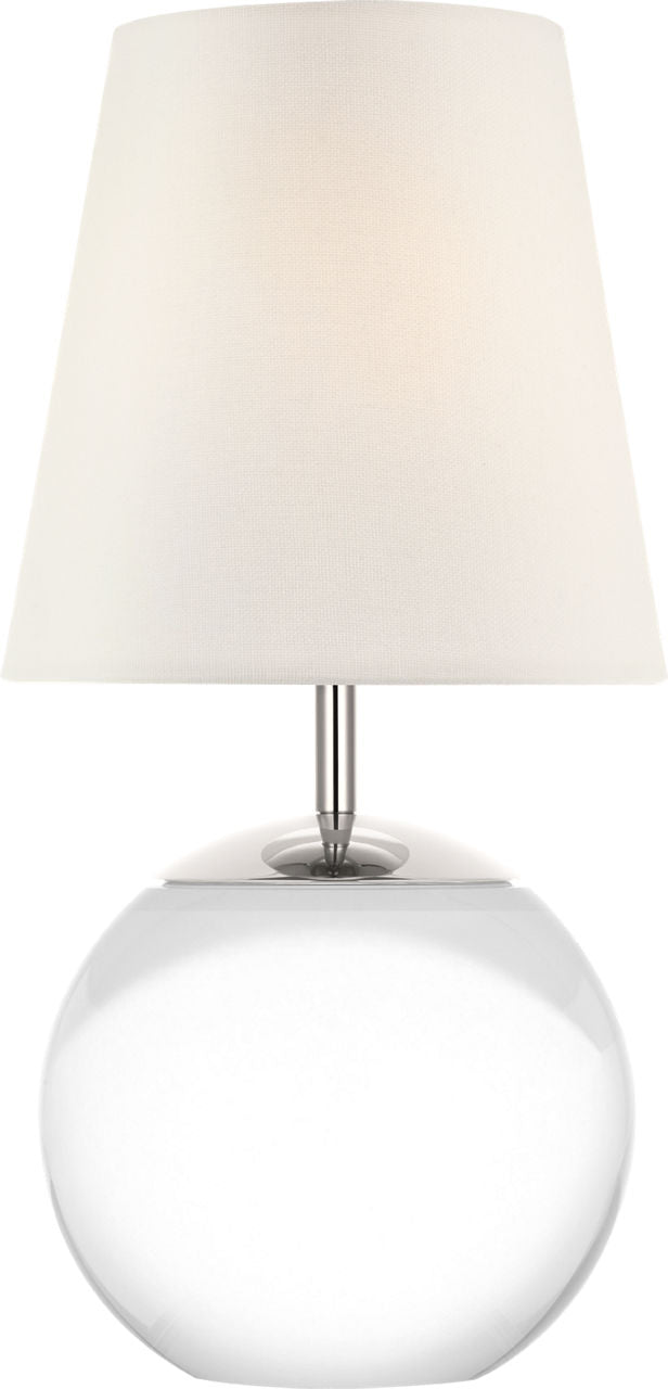 Terri 12" Cordless Accent Lamp | Crystal | Linen Shade