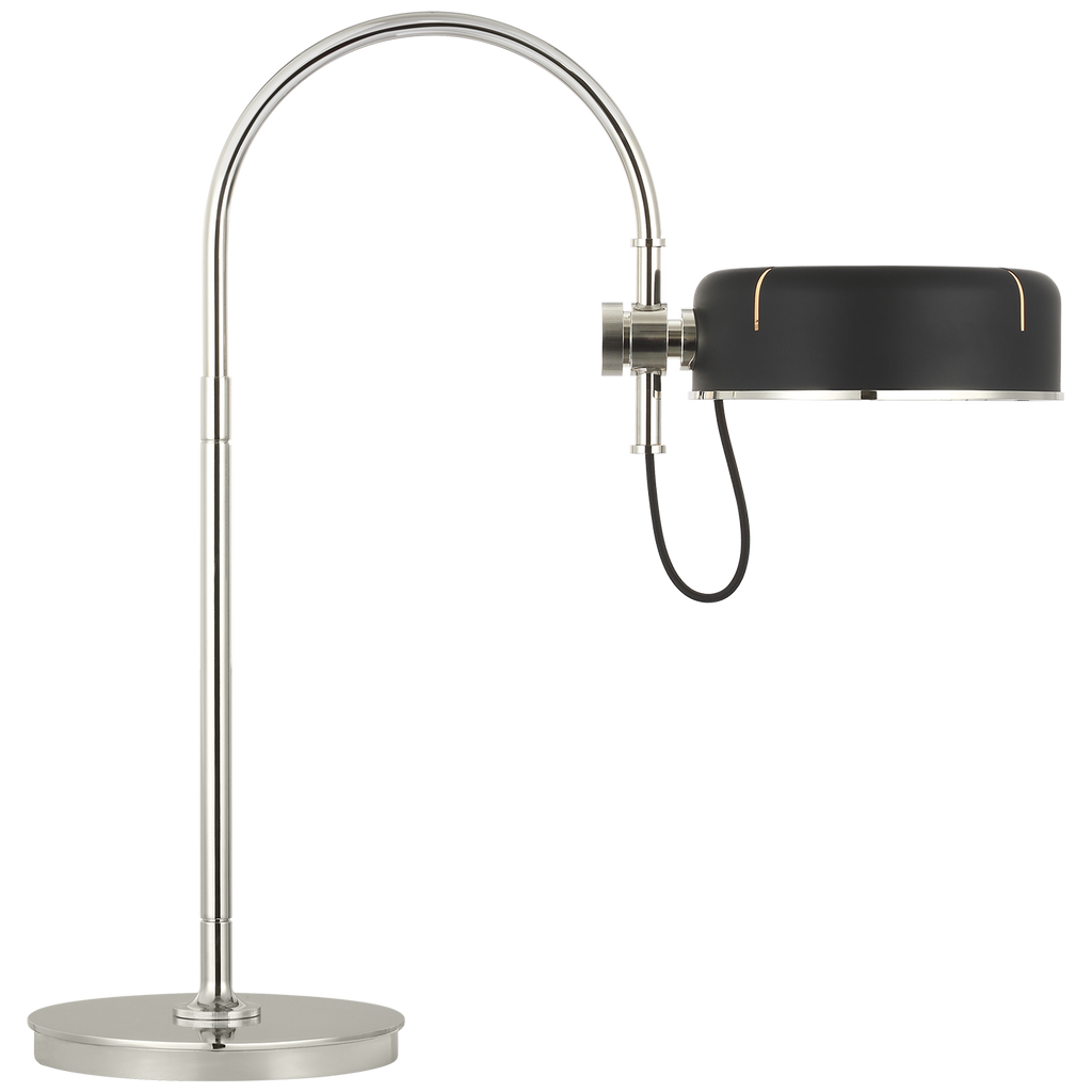 Oso 25" Arc Table Lamp | Polished Nickel | Matte Black Shade