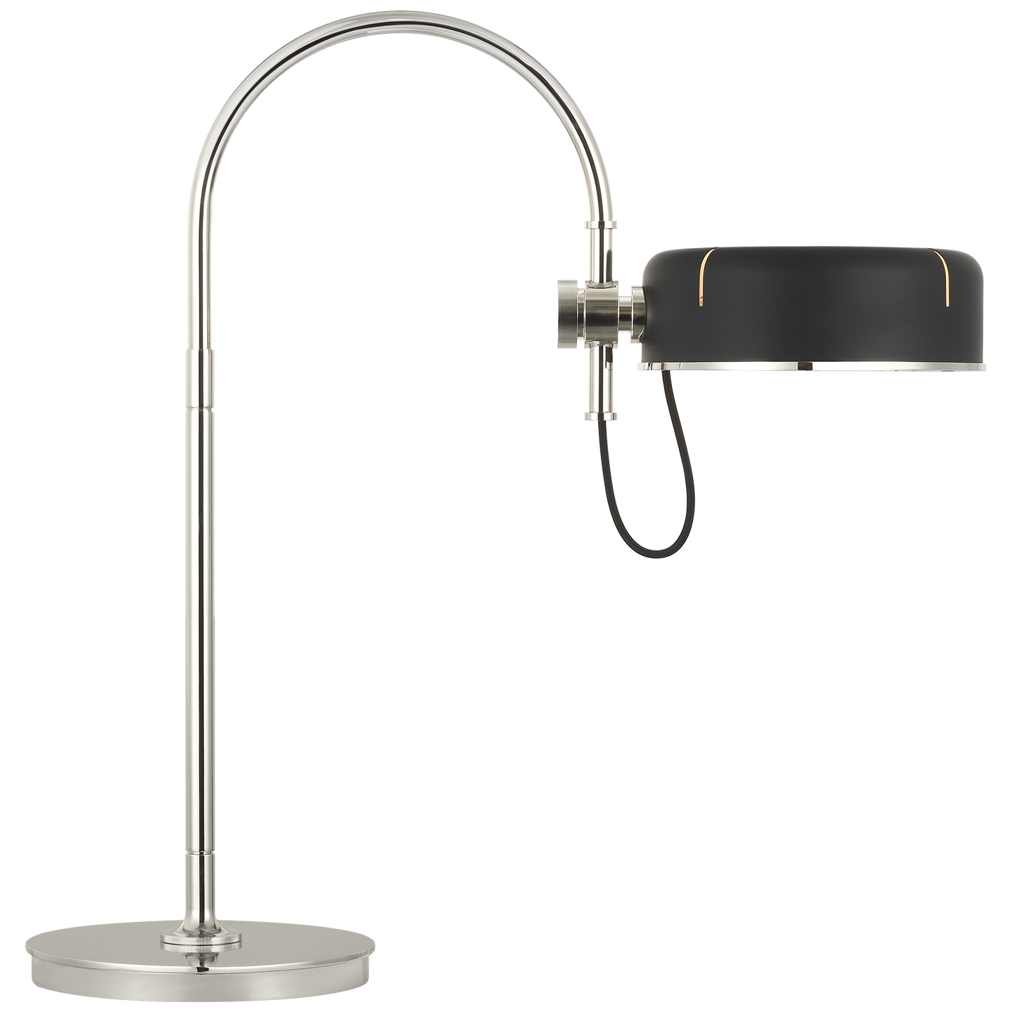 Oso 25" Arc Table Lamp | Polished Nickel | Matte Black Shade