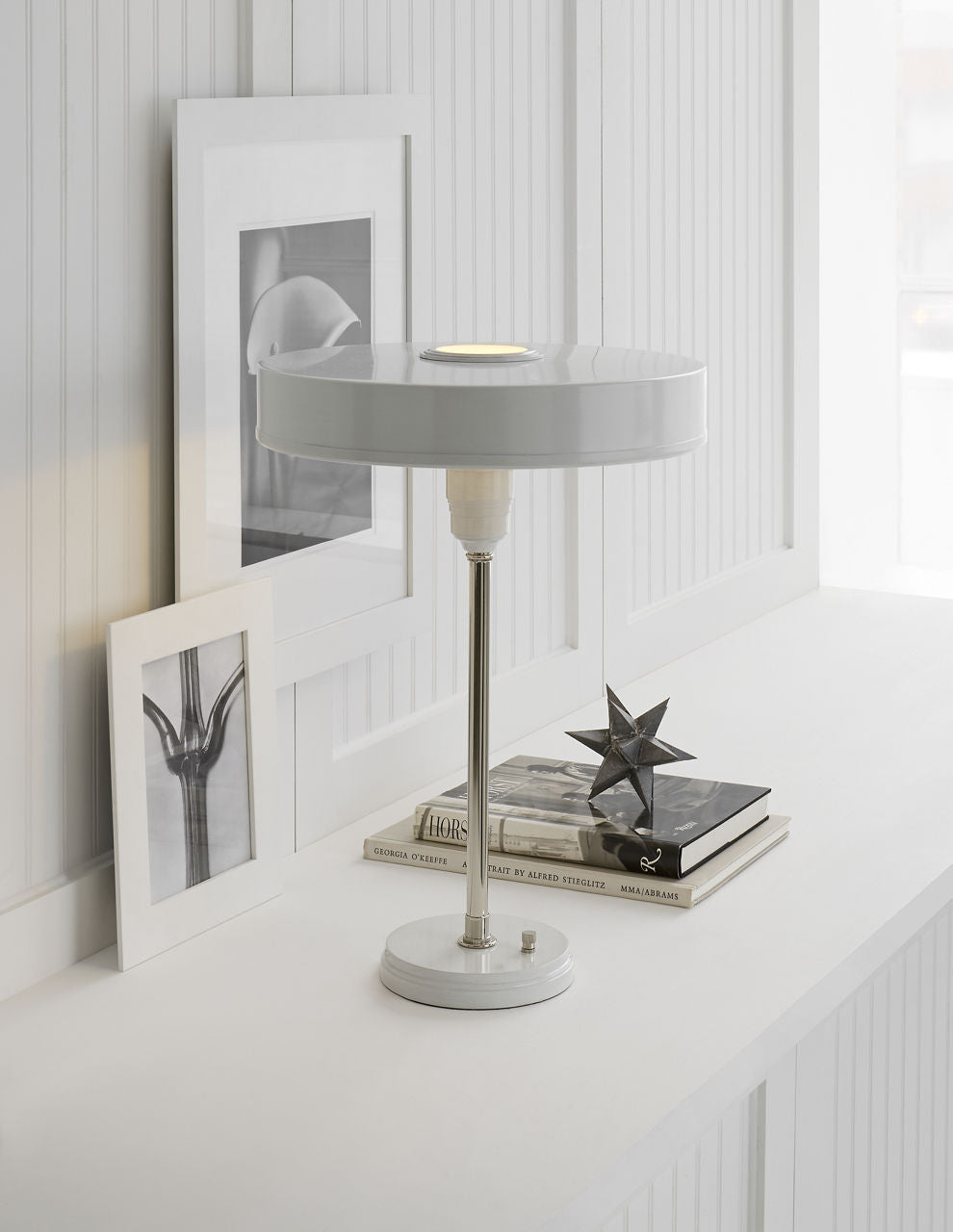 Carlo Table Lamp | Polished Nickel and Antique White