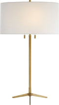 Caron Table Lamp | Hand-Rubbed Antique Brass | Linen Shade