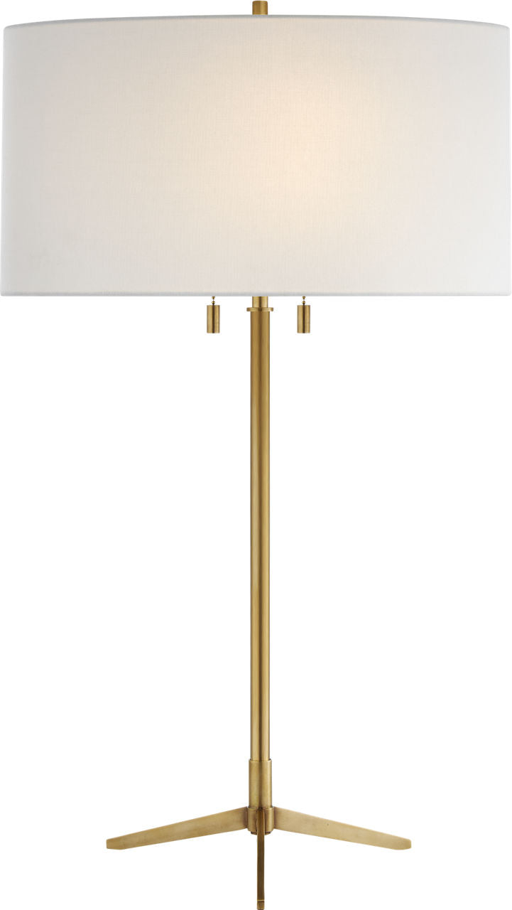 Caron Table Lamp | Hand-Rubbed Antique Brass | Linen Shade