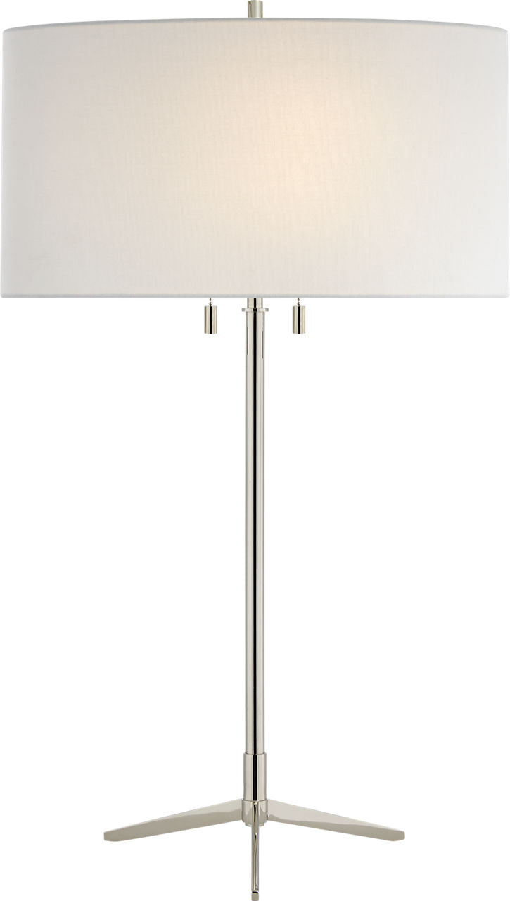 Caron Table Lamp | Polished Nickel | Linen Shade