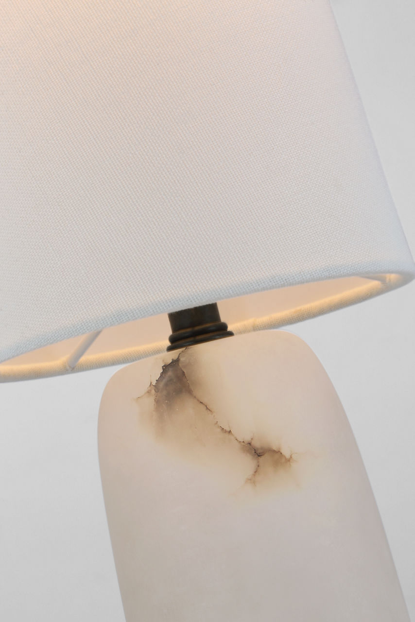 Jinny Medium Table Lamp | Alabaster | Linen Shade