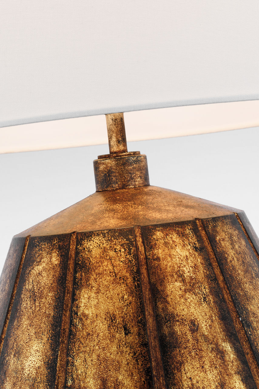 Frey Medium Table Lamp | Antique Gild | Linen Shade