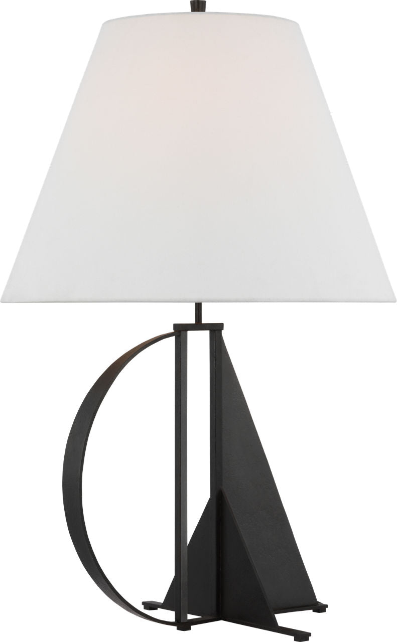Auxerre Large Blacksmith Table Lamp | Aged Iron | Linen Shade