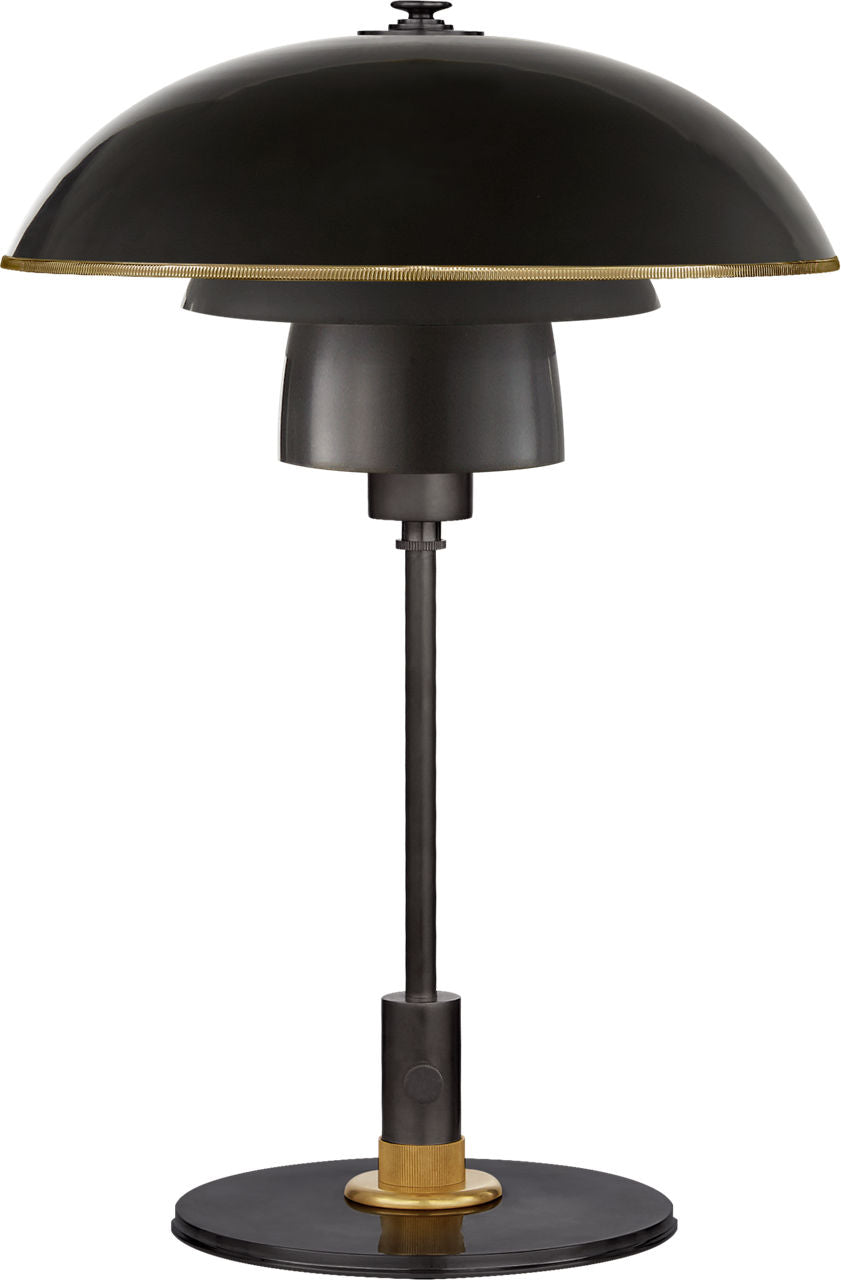 Whitman Desk Lamp | Bronze and Hand-Rubbed Antique Brass | Brass Trimmed Bronze Shade
