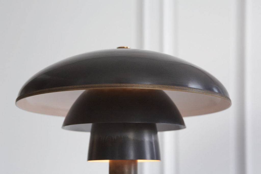 Whitman Desk Lamp | Bronze and Hand-Rubbed Antique Brass | Brass Trimmed Bronze Shade
