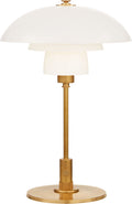 Whitman Desk Lamp | Hand-Rubbed Antique Brass | White Glass Shade