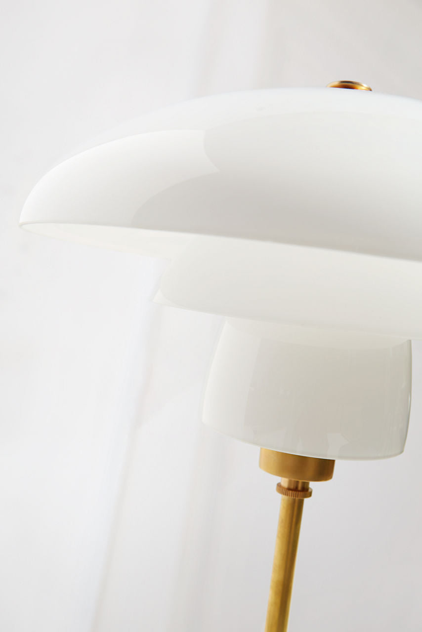 Whitman Desk Lamp | Hand-Rubbed Antique Brass | White Glass Shade