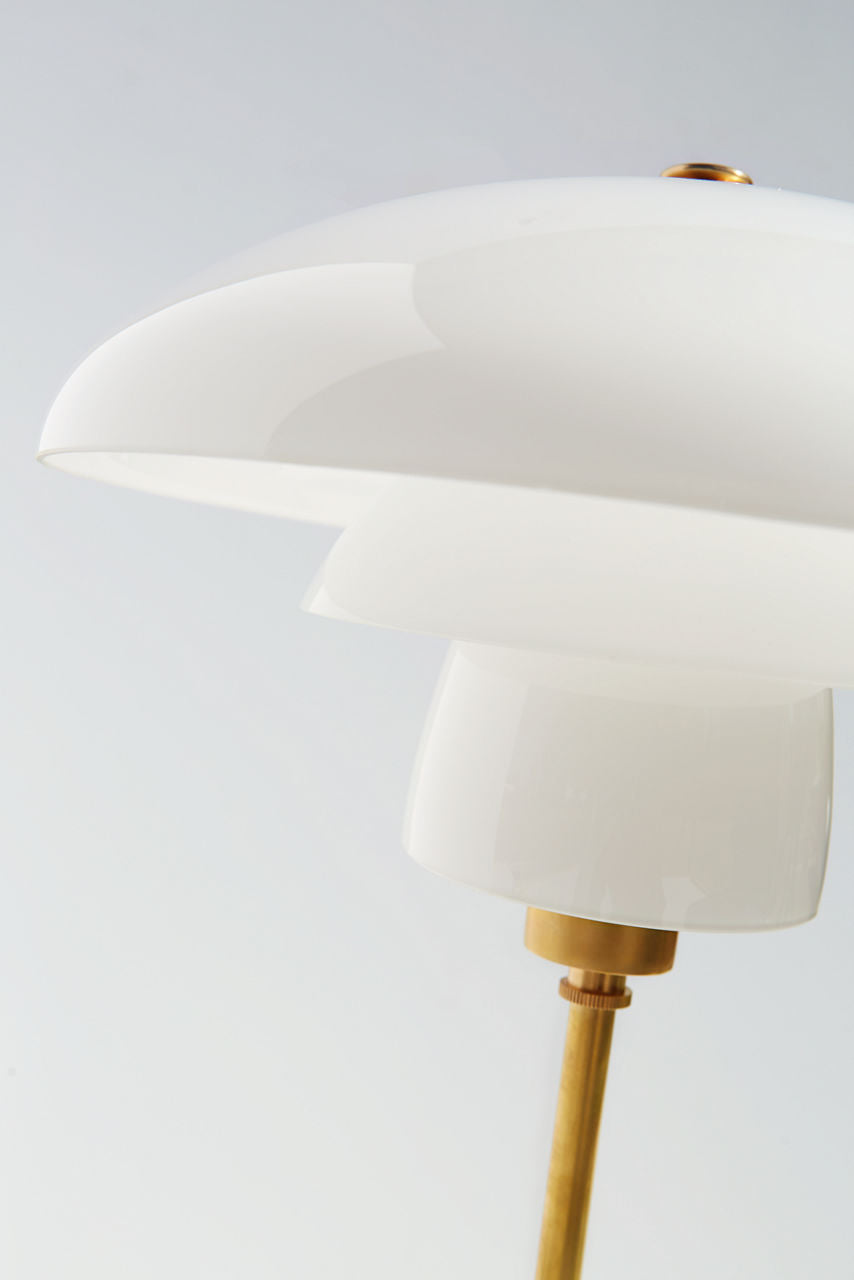 Whitman Desk Lamp | Hand-Rubbed Antique Brass | White Glass Shade