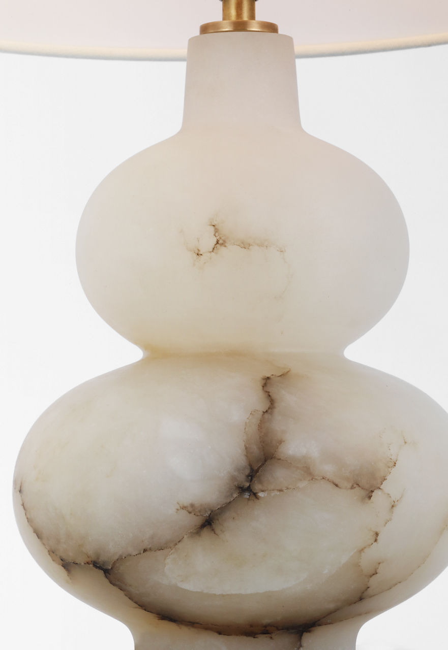 Ciccio Medium Table Lamp | Alabaster | Linen Shade