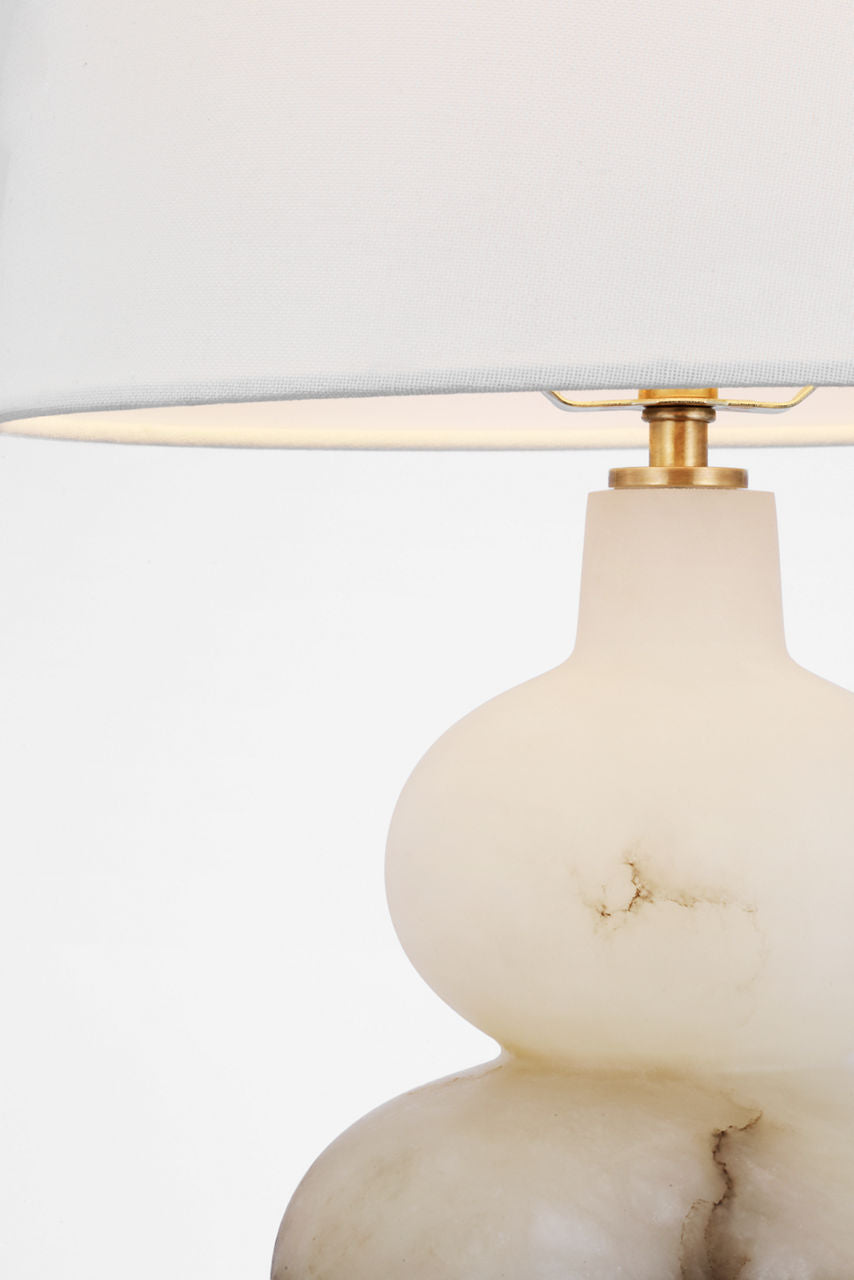 Ciccio Medium Table Lamp | Alabaster | Linen Shade